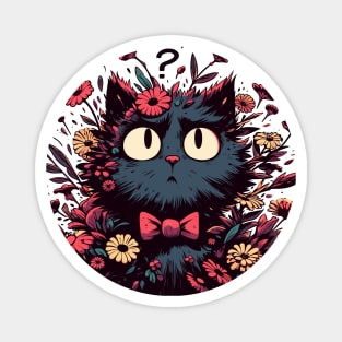 Kawaii botanical confused cat Magnet